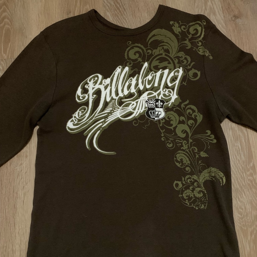 Brown and dark green billabong long sleeve T shirt
